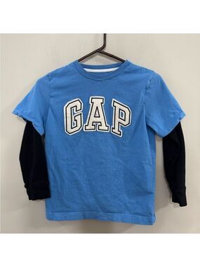 Boys GAP Kids Logo Blue and Black Long Sleeve Tee. Size M (8)